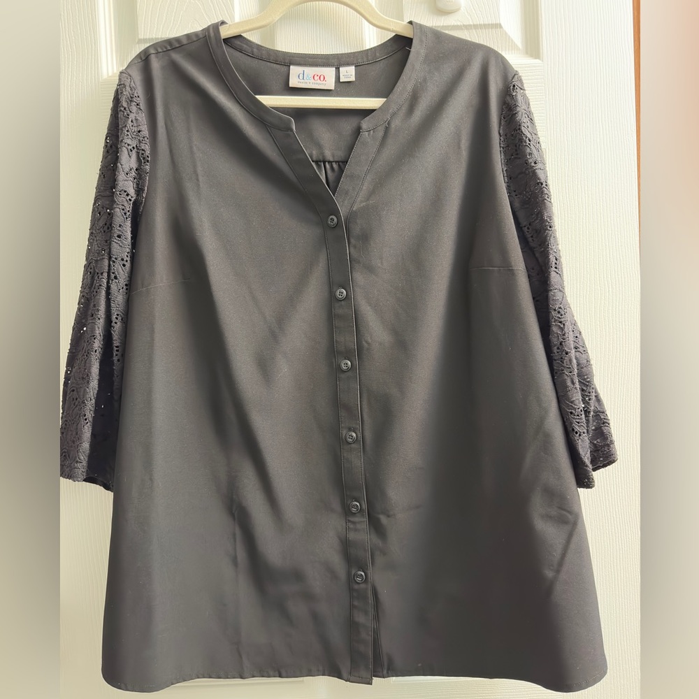 Denim & Company Large Black Blouse-Great condition
